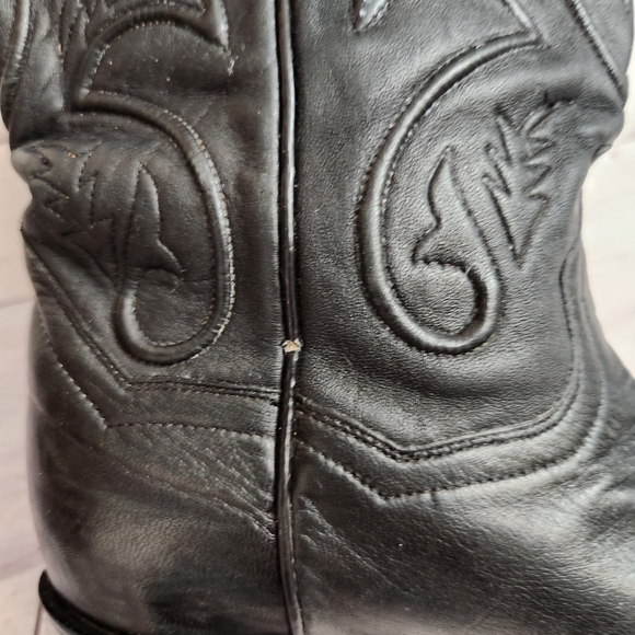 Dan Post Black Leather Western Heeled Cowboy Boots - Picture 8 of 8